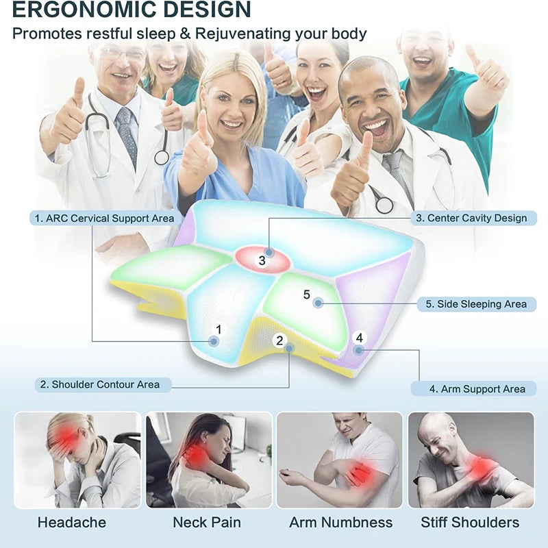 Oreiller Cervical Ergonomique 2-en-1 en Mousse à Mémoire de Forme – Confort & Soutien Optimal