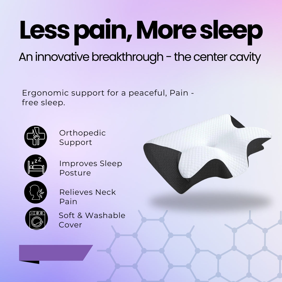 Oreiller Cervical Ergonomique 2-en-1 en Mousse à Mémoire de Forme – Confort & Soutien Optimal