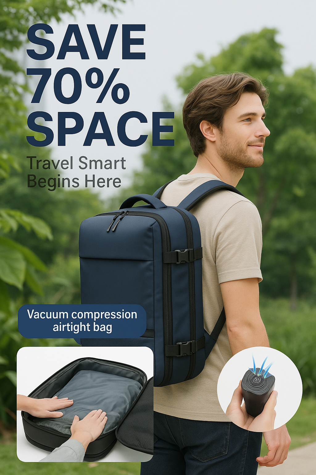 Travel Men 17 Inch Laptop Backpack Vacuum Compression Backpack Business Large Capacity School Backpack Expand Outdoor Backpack