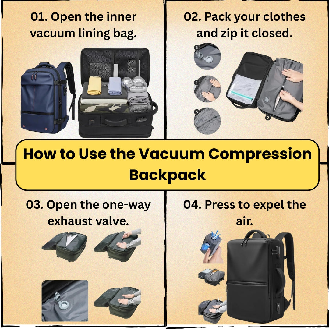Travel Men 17 Inch Laptop Backpack Vacuum Compression Backpack Business Large Capacity School Backpack Expand Outdoor Backpack