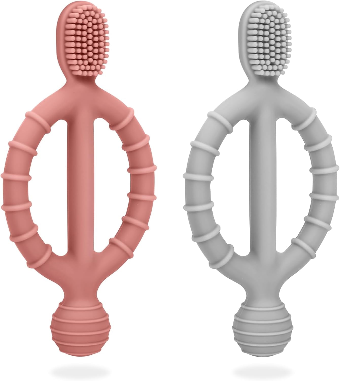 Anneau De Dentition Pour Bébé, Brosses À Dents En Silicone Pour Bébé - Jouet À Mâcher Pour Bébé Sans Bpa - Pour Stimuler Et Masser Les Gencives Douloureuses, Pour Garçons Et Filles De 3 Mois Et Plus