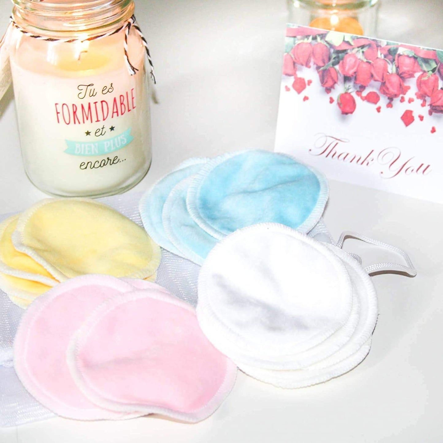 Tampons Démaquillants Fibre De Bambou丨Disques Coton Demaquillant Lavable丨16Pcs+ 2 Sac De Lavage丨Matériau En Fibre De Bambou Souple 丨Lavable Et Réutilisable