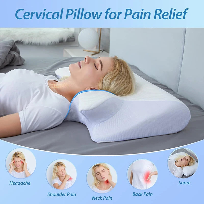 Oreiller Cervical Ergonomique 2-en-1 en Mousse à Mémoire de Forme – Confort & Soutien Optimal