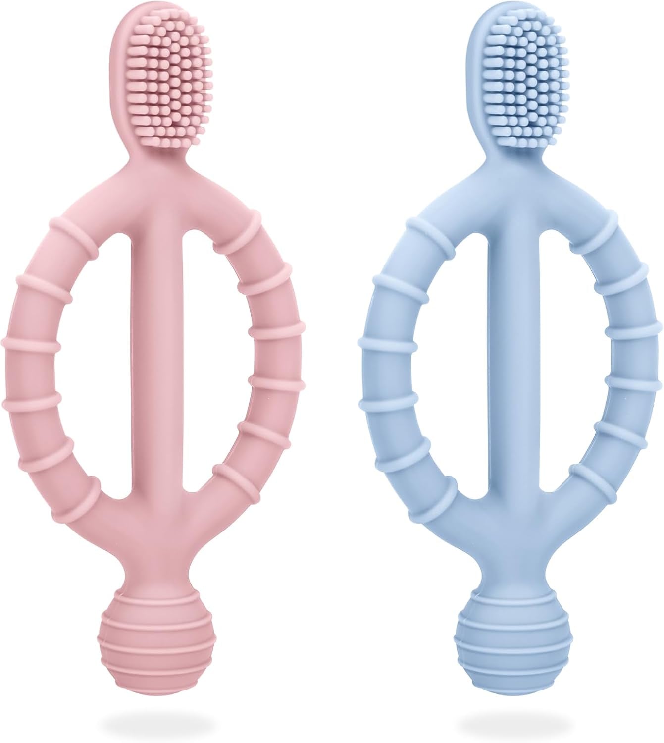 Anneau De Dentition Pour Bébé, Brosses À Dents En Silicone Pour Bébé - Jouet À Mâcher Pour Bébé Sans Bpa - Pour Stimuler Et Masser Les Gencives Douloureuses, Pour Garçons Et Filles De 3 Mois Et Plus