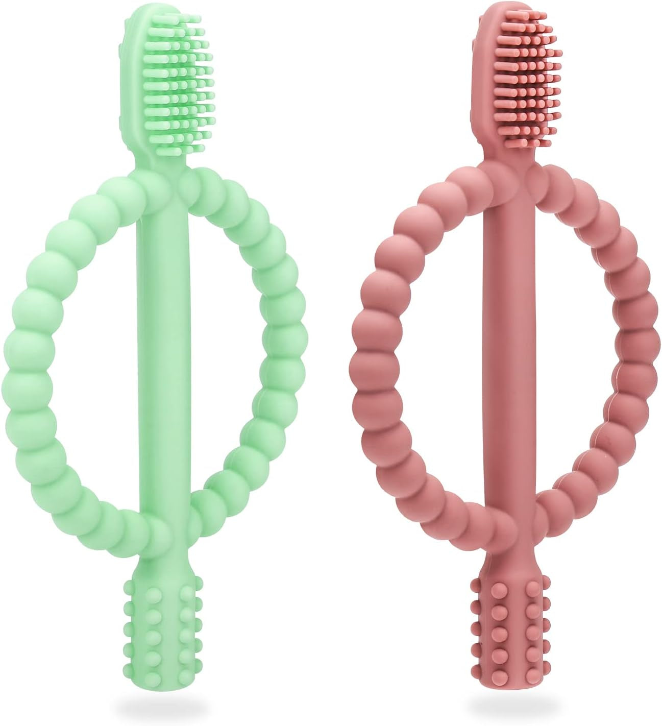 Anneau De Dentition Pour Bébé, Brosses À Dents En Silicone Pour Bébé - Jouet À Mâcher Pour Bébé Sans Bpa - Pour Stimuler Et Masser Les Gencives Douloureuses, Pour Garçons Et Filles De 3 Mois Et Plus