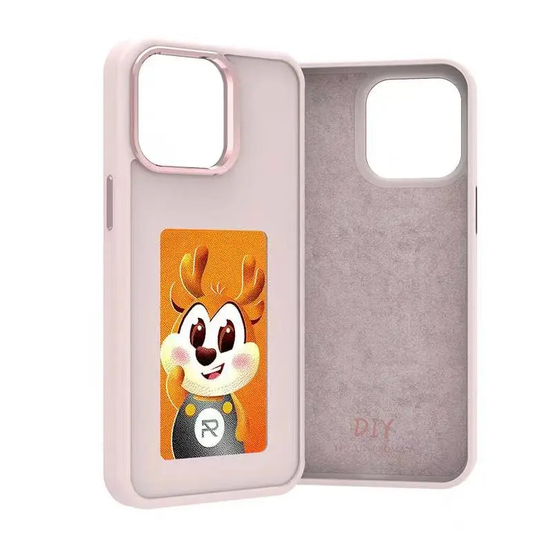New-Tech NFC Function Phone Case for Iphone 15 14 13 Pro Max DIY Cases E Ink Screen Phone Cover Cartoon Girl Fundas Battery Free