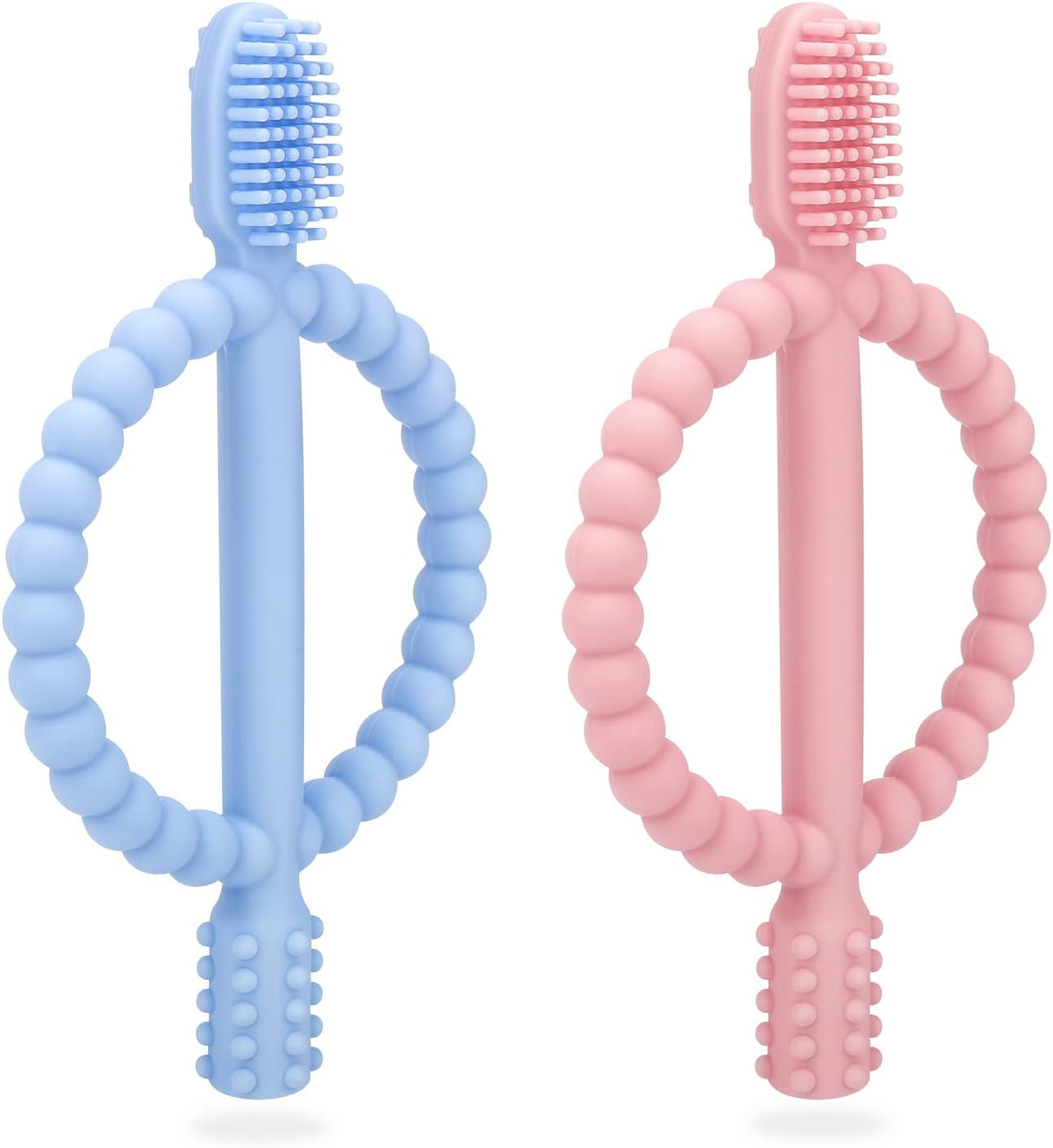 Anneau De Dentition Pour Bébé, Brosses À Dents En Silicone Pour Bébé - Jouet À Mâcher Pour Bébé Sans Bpa - Pour Stimuler Et Masser Les Gencives Douloureuses, Pour Garçons Et Filles De 3 Mois Et Plus