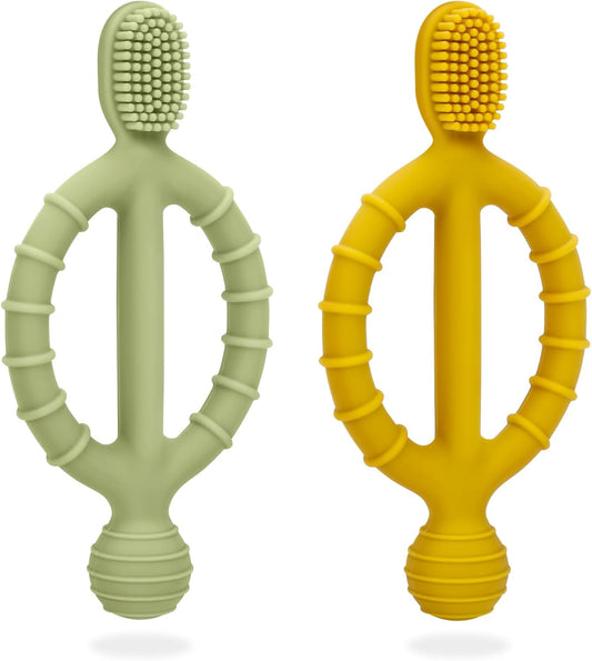 Anneau De Dentition Pour Bébé, Brosses À Dents En Silicone Pour Bébé - Jouet À Mâcher Pour Bébé Sans Bpa - Pour Stimuler Et Masser Les Gencives Douloureuses, Pour Garçons Et Filles De 3 Mois Et Plus