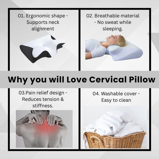 Oreiller Cervical Ergonomique 2-en-1 en Mousse à Mémoire de Forme – Confort & Soutien Optimal