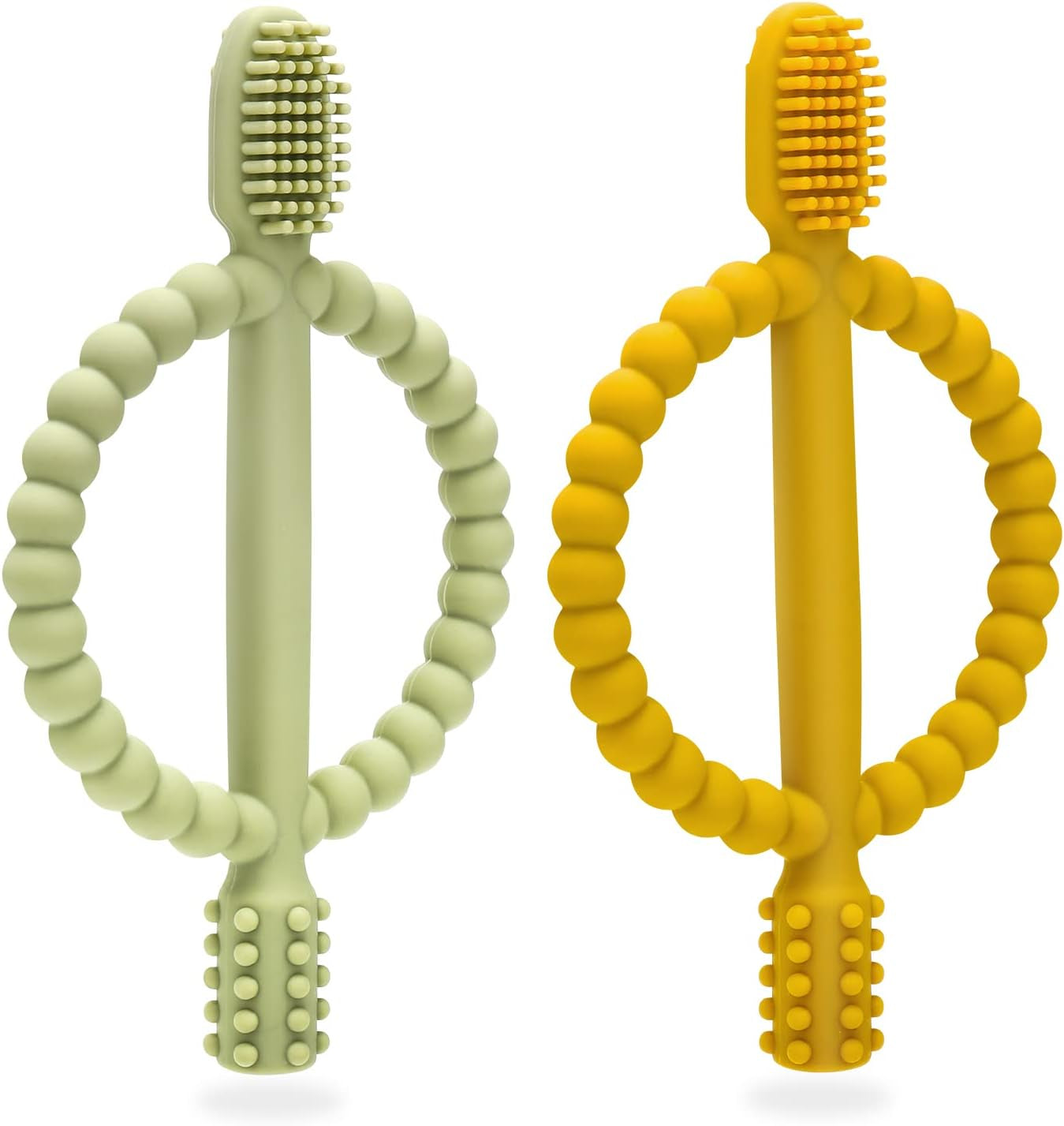 Anneau De Dentition Pour Bébé, Brosses À Dents En Silicone Pour Bébé - Jouet À Mâcher Pour Bébé Sans Bpa - Pour Stimuler Et Masser Les Gencives Douloureuses, Pour Garçons Et Filles De 3 Mois Et Plus