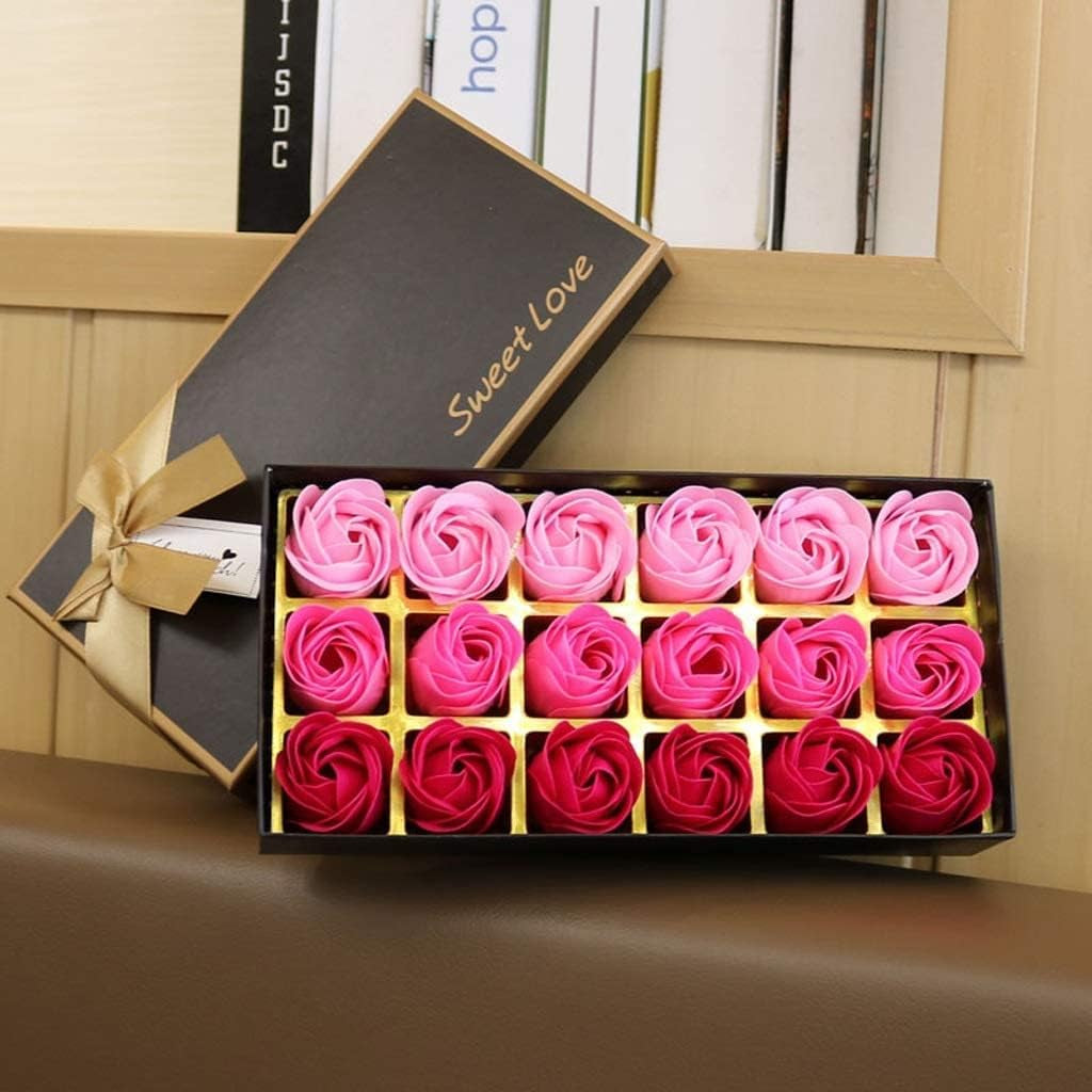 Lot De 18 Roses En Savon - Cadeau Pour Anniversaire, Mariage, Saint-Valentin, Rose Préservée - Avec Boîte Cadeau