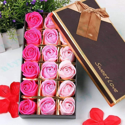 Lot De 18 Roses En Savon - Cadeau Pour Anniversaire, Mariage, Saint-Valentin, Rose Préservée - Avec Boîte Cadeau