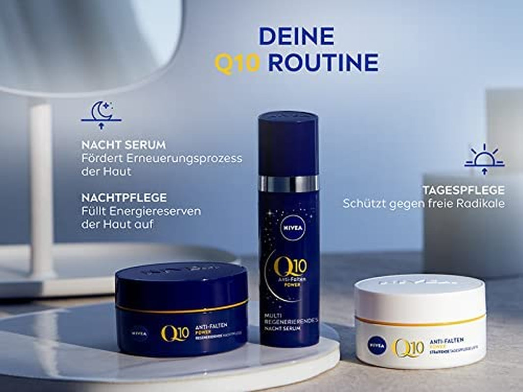 Q10 Soin De Nuit Régénérant Anti-Rides (50 Ml), Soin Du Visage Raffermissant Pour Tous Les Types De Peau, Crème De Nuit À Double Effet Koenzym Q10 Et Créatine
