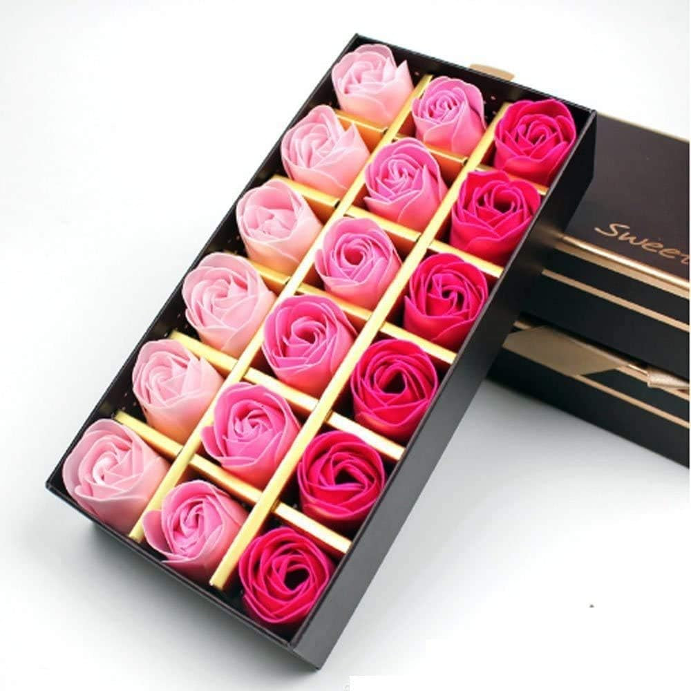 Lot De 18 Roses En Savon - Cadeau Pour Anniversaire, Mariage, Saint-Valentin, Rose Préservée - Avec Boîte Cadeau