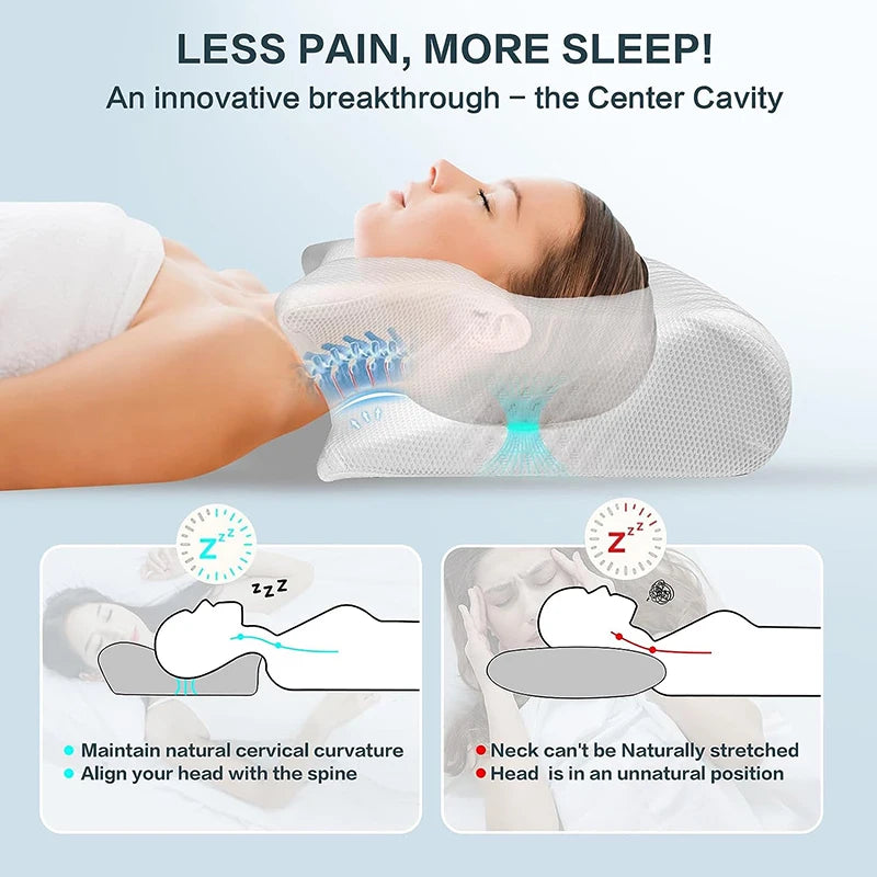 Oreiller Cervical Ergonomique 2-en-1 en Mousse à Mémoire de Forme – Confort & Soutien Optimal