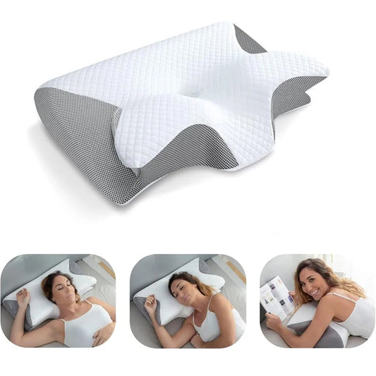 Oreiller Cervical Ergonomique 2-en-1 en Mousse à Mémoire de Forme – Confort & Soutien Optimal