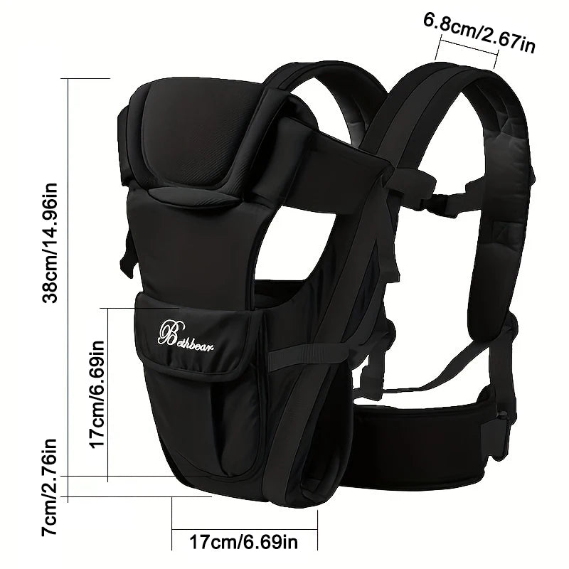 Baby Sling Carrier, 4-In-1 Ergonomic Baby Backpack Carrier, Easily Adjustable Baby Carrier Newborn to Toddler