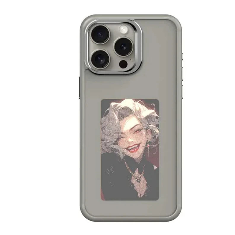 New-Tech NFC Function Phone Case for Iphone 15 14 13 Pro Max DIY Cases E Ink Screen Phone Cover Cartoon Girl Fundas Battery Free