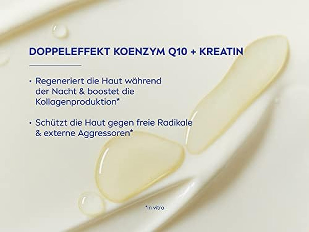 Q10 Soin De Nuit Régénérant Anti-Rides (50 Ml), Soin Du Visage Raffermissant Pour Tous Les Types De Peau, Crème De Nuit À Double Effet Koenzym Q10 Et Créatine