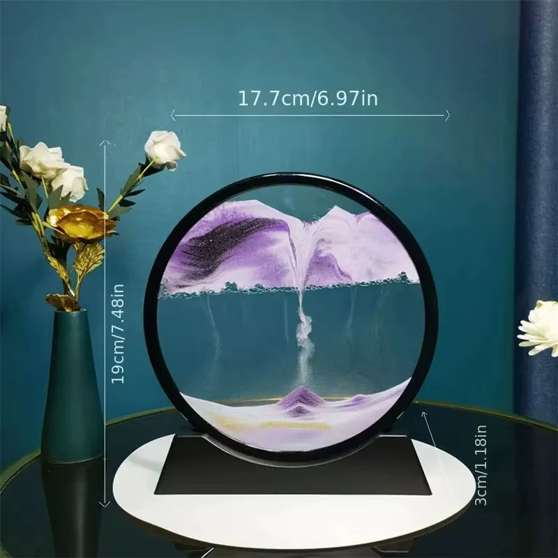 3D Hourglass Quicksand Moving Sand Art Picture round Glass Deep Sea Sandscape Craft Flowing Painting Office Home Decor Gift New